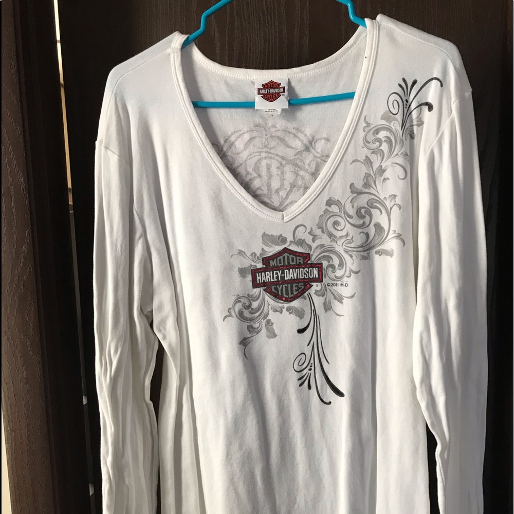 White Harley Davison long sleeve